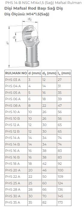 MAFSAL RULMAN DANAGÖZ M14 x 1.5 DİŞİ 1 ADET