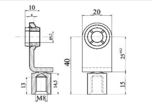 OFFSET DELİKLİ GAZLI AMORTİSÖR BAŞLIĞI METAL DELİK 8,1 M8 