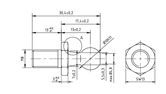 PASLANMAZ Gazlı Amortisör Başlığı   Kürebaş  M8 KÜRE10
