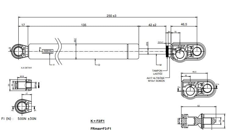 Tourismo Travego Koltuk Amortisörü – Setra S4 S5 Yeni Model Koltuk Pistonu A6069800264 | 