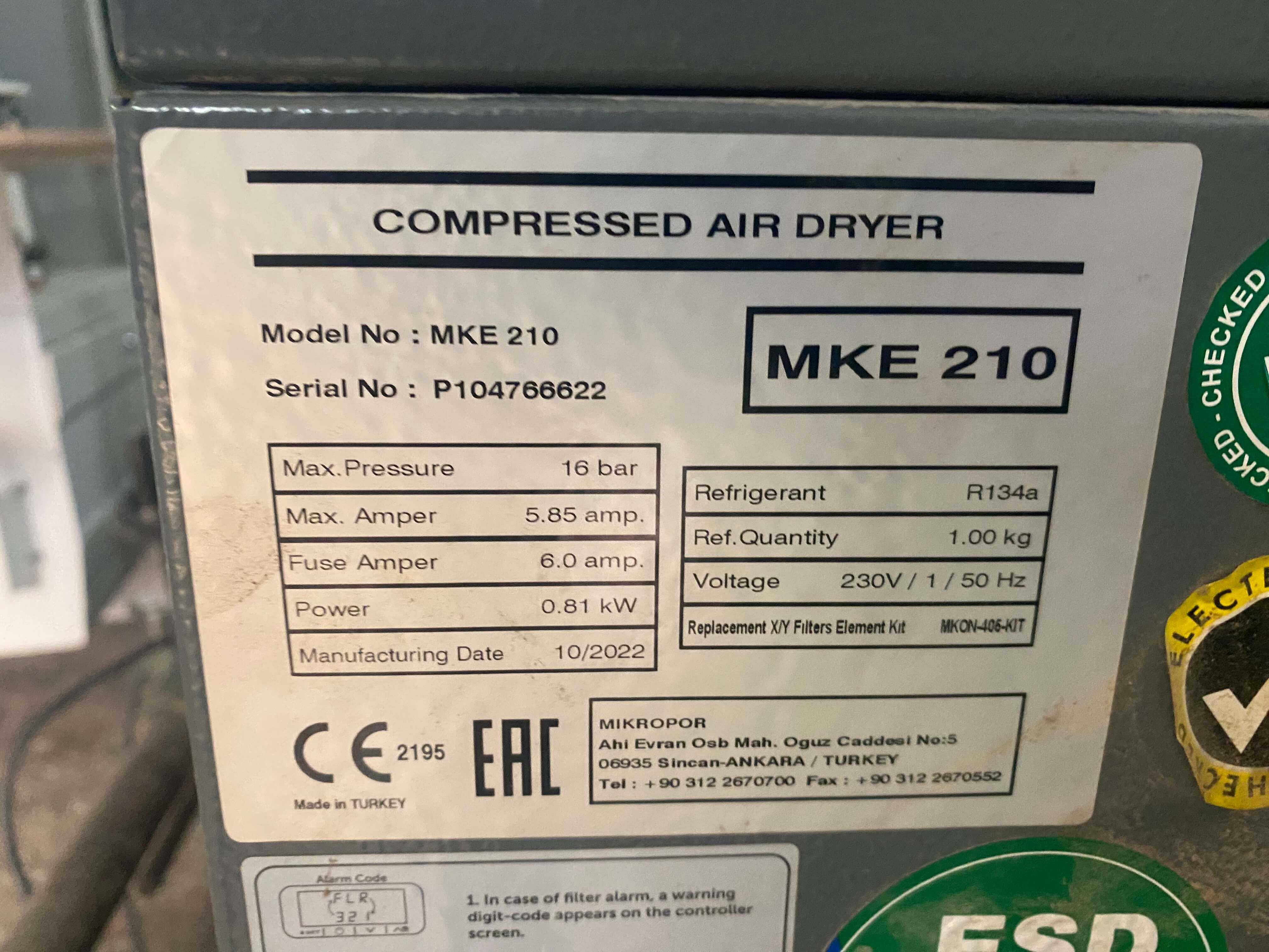 Ducomp 22 Kw/30 Hp. Kompresör, Kurutucu, Hava Tankı Takım Makine (2022)