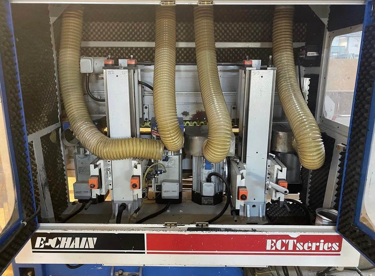E-CHAİN Mac ECT Series 4+4 Önde Parçalayıcı Elmas Arkada 3 Freze Motorlu Dopel Makinesi (2014)