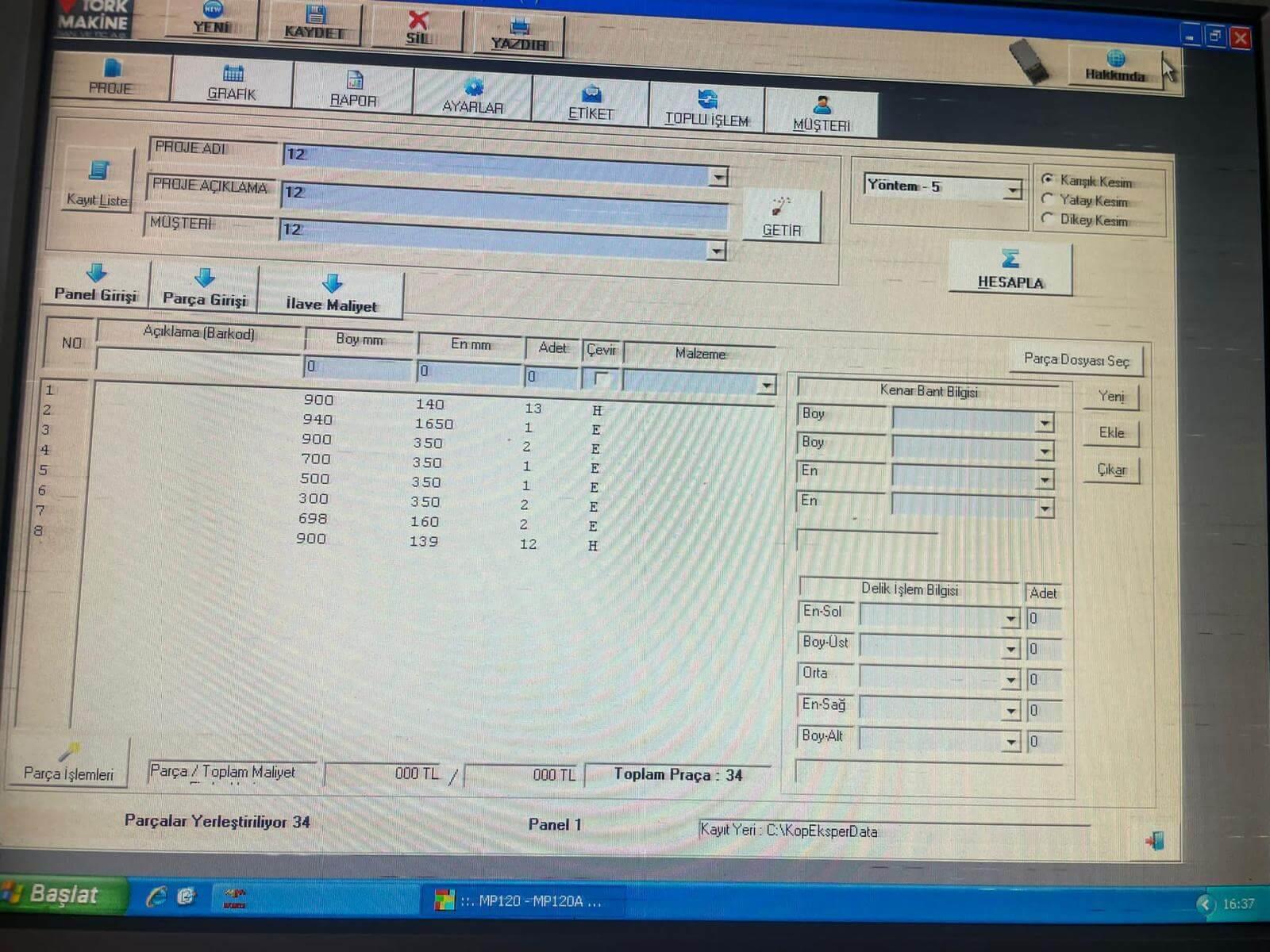 Matmaza TS 100 Panel Ebatlama Makinesi (2008)