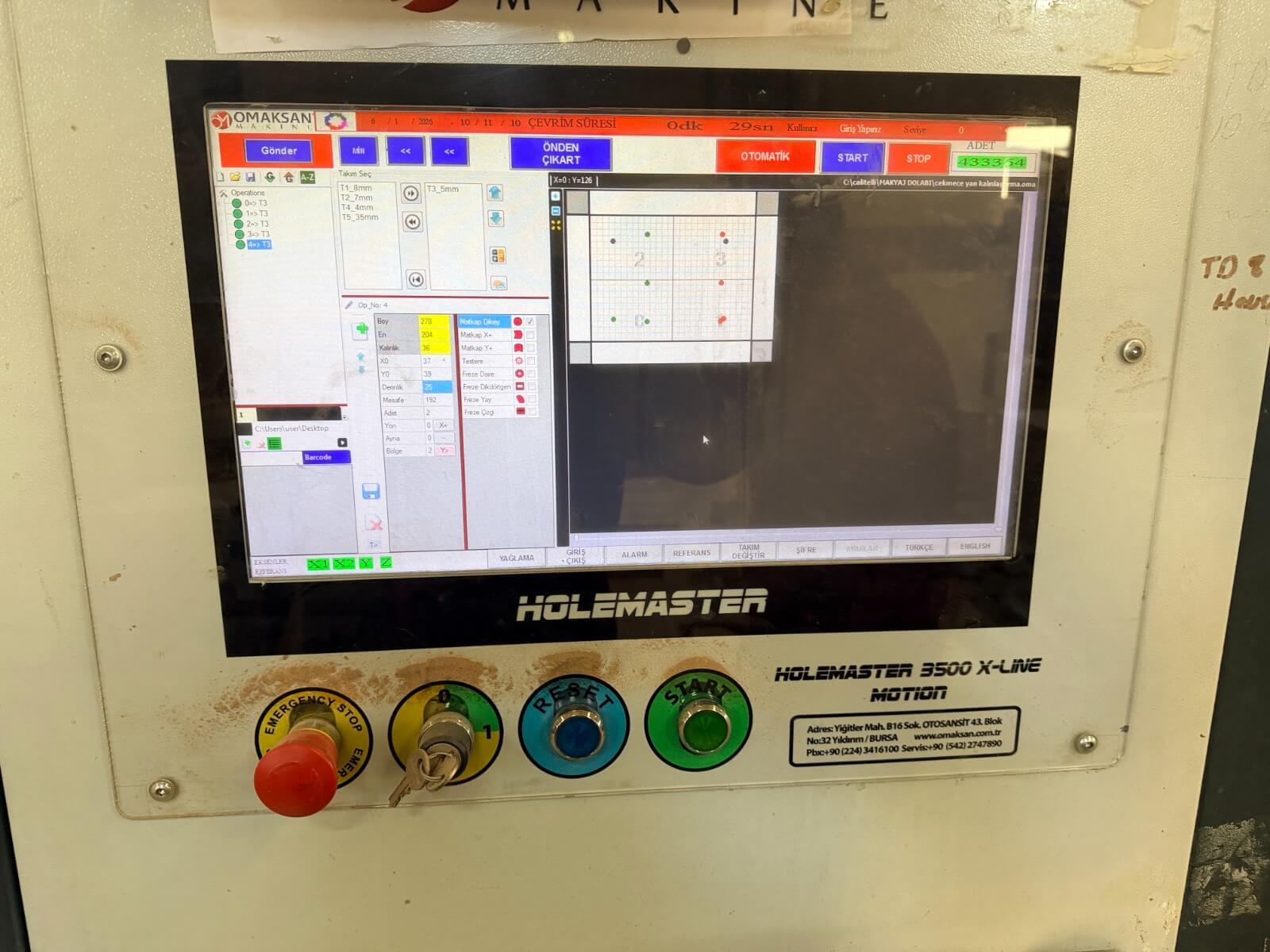 Omaksan 3500 Xline Cnc Delik Makinesi