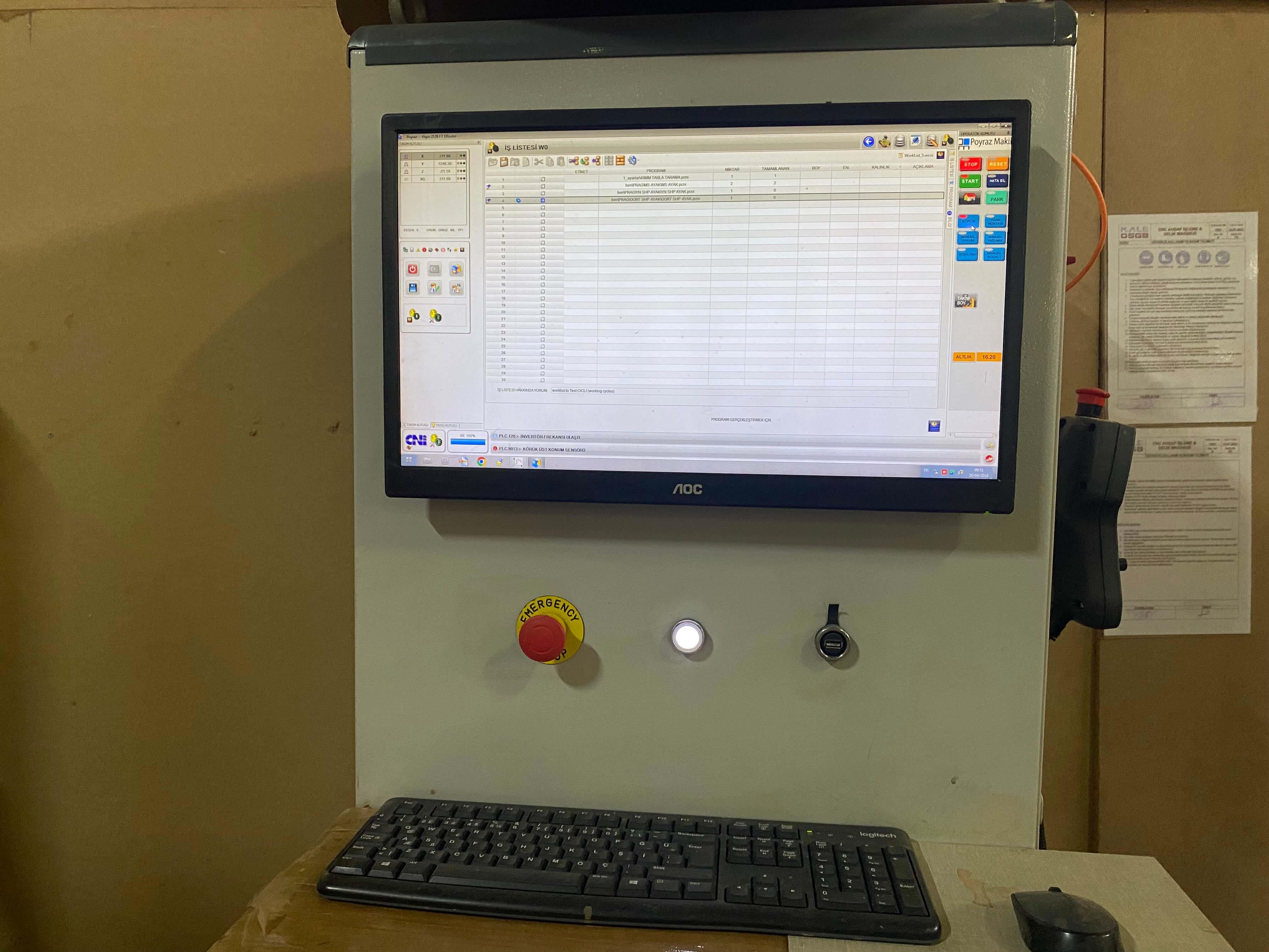 Poyraz Vigor 2128 Süpürmeli Düz Tabla Cnc Makinesi (2019)