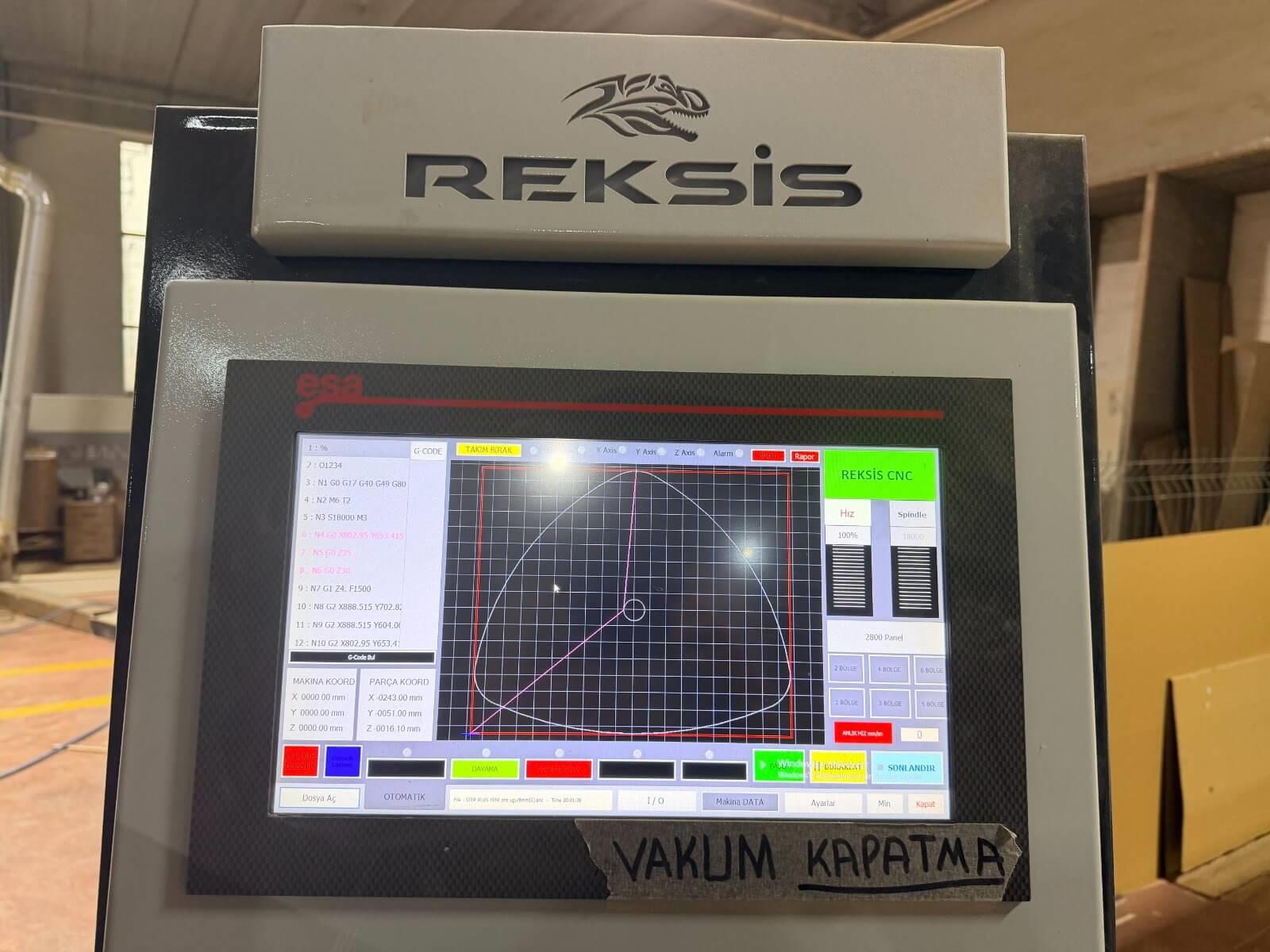 Reksis Rekspeed 2136 Düz Tabla Süpürmeli Cnc Makinesi (2023)