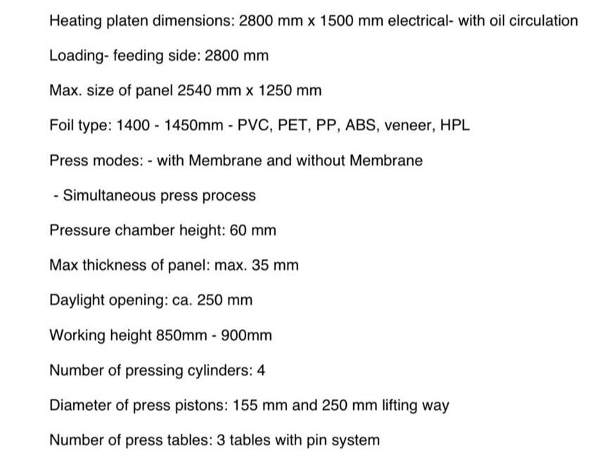 Wemhöner Variopres Basic Plus Pimli Mebran Pres Makinesi (2009)