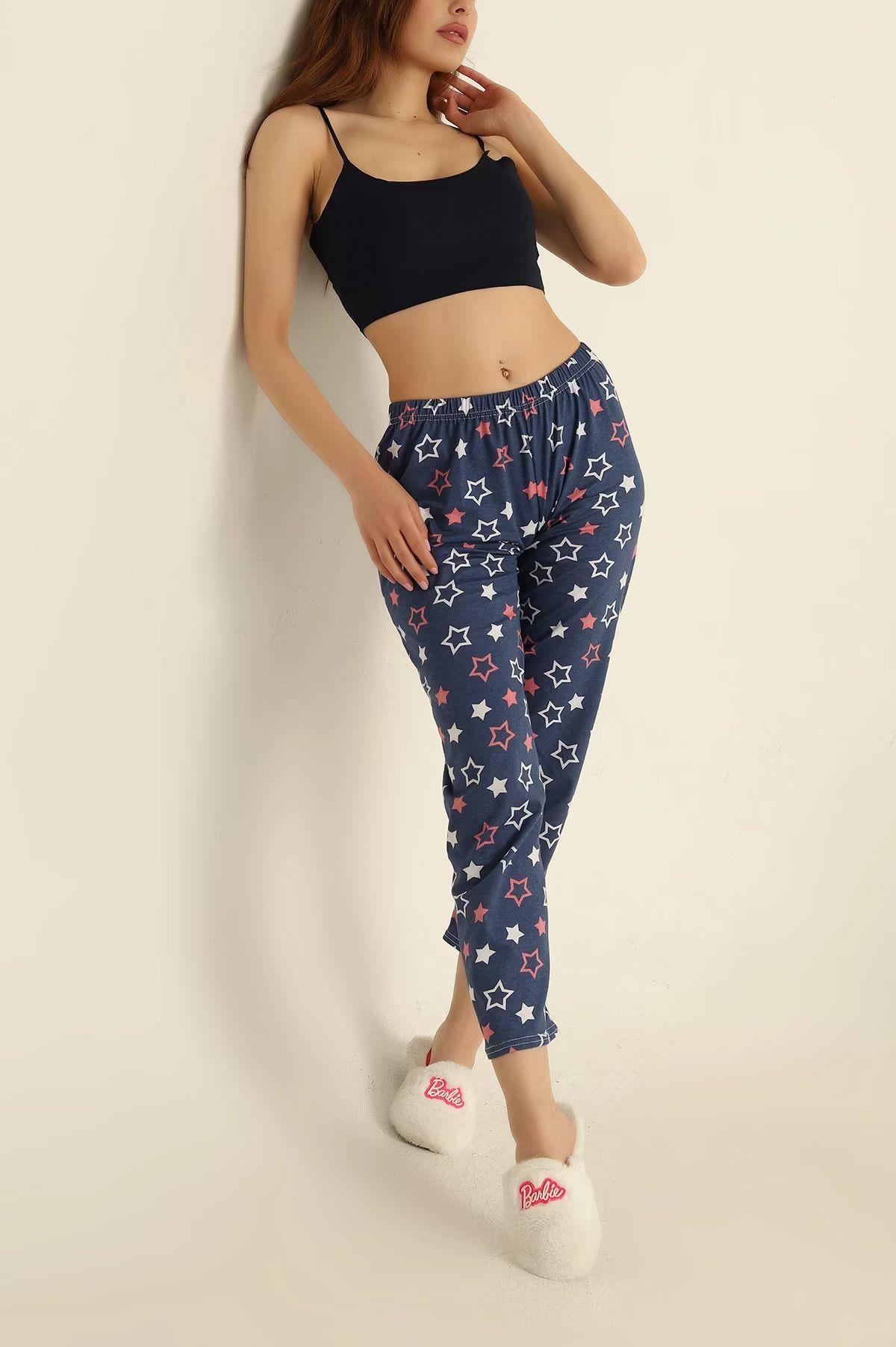 Altı Yıldız Desenli Pijama Lacivert