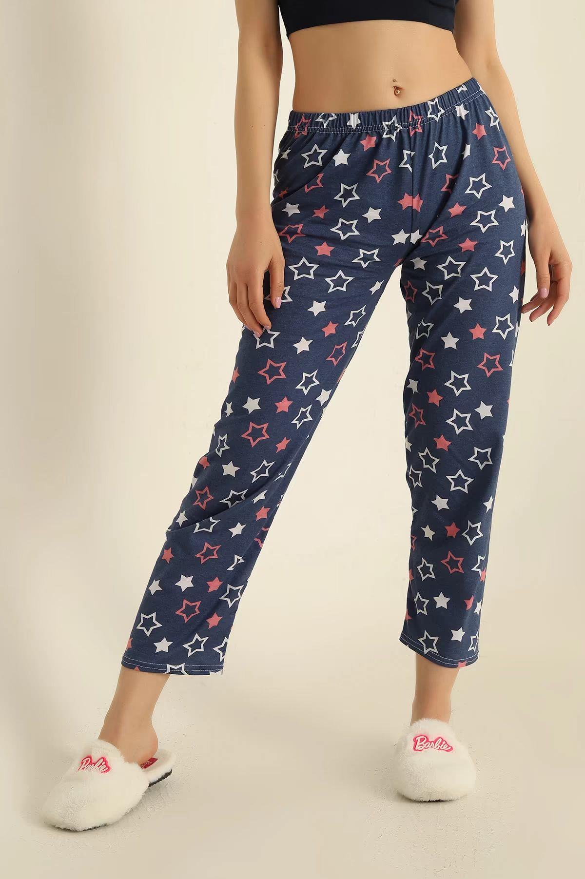 Altı Yıldız Desenli Pijama Lacivert