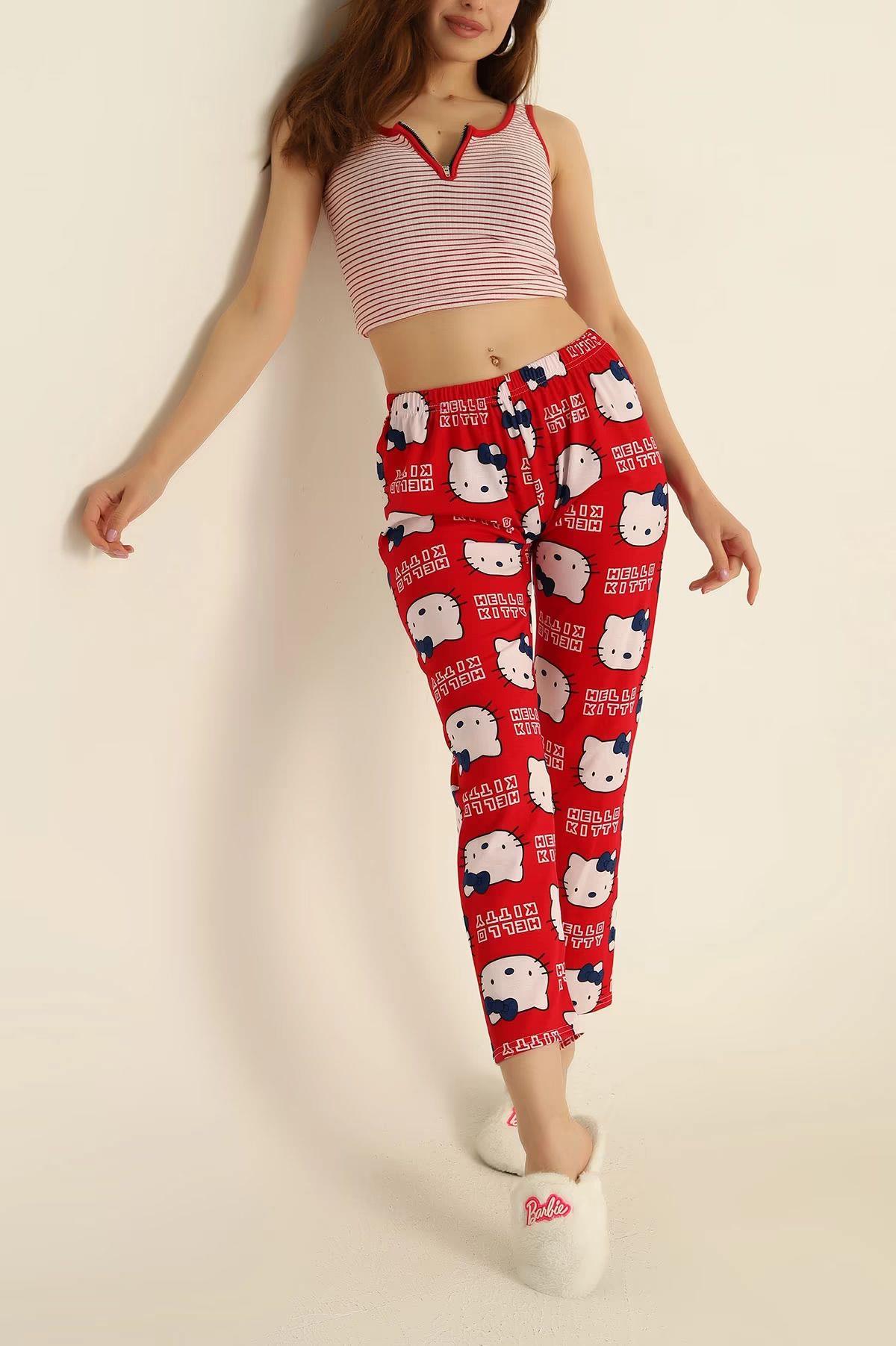 Hello Kitty Baskılı Pijama Kırmızı