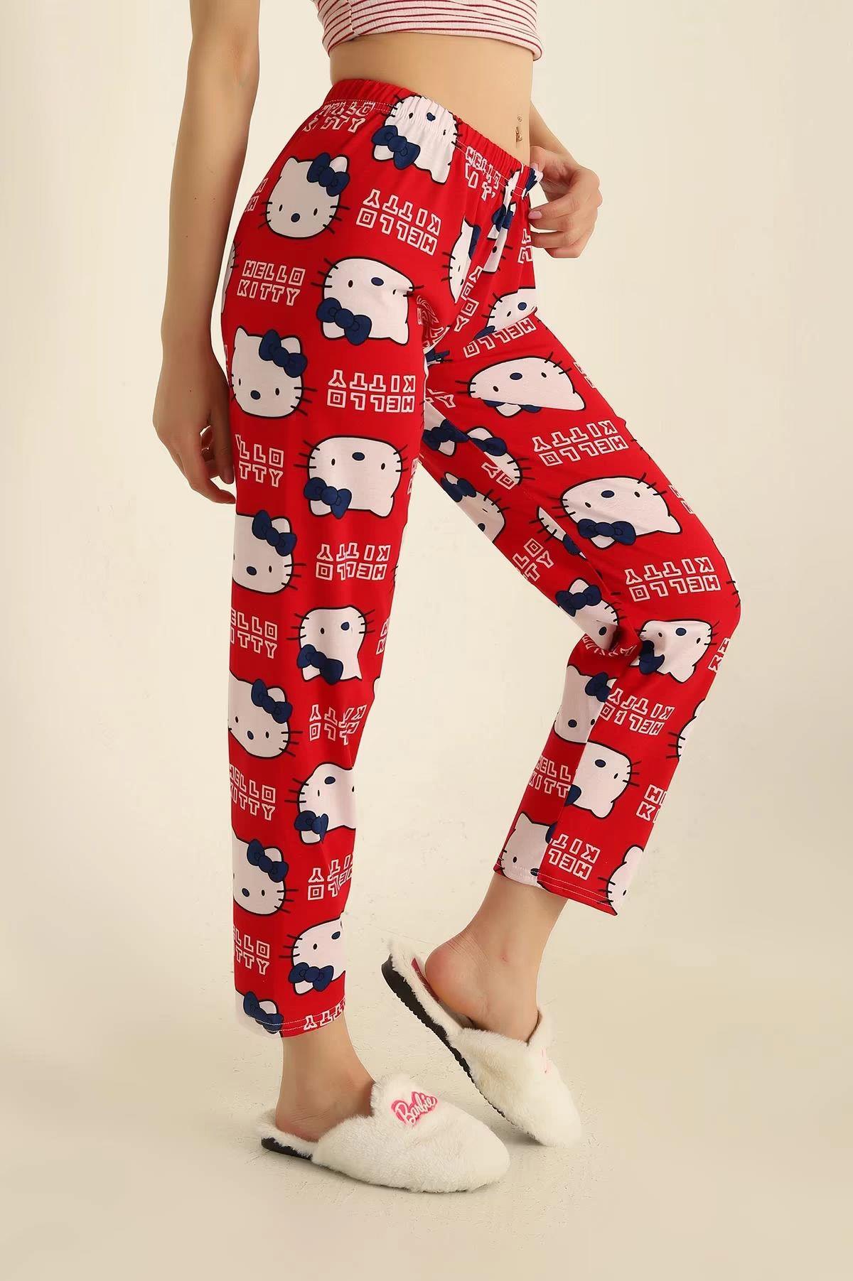Hello Kitty Baskılı Pijama Kırmızı