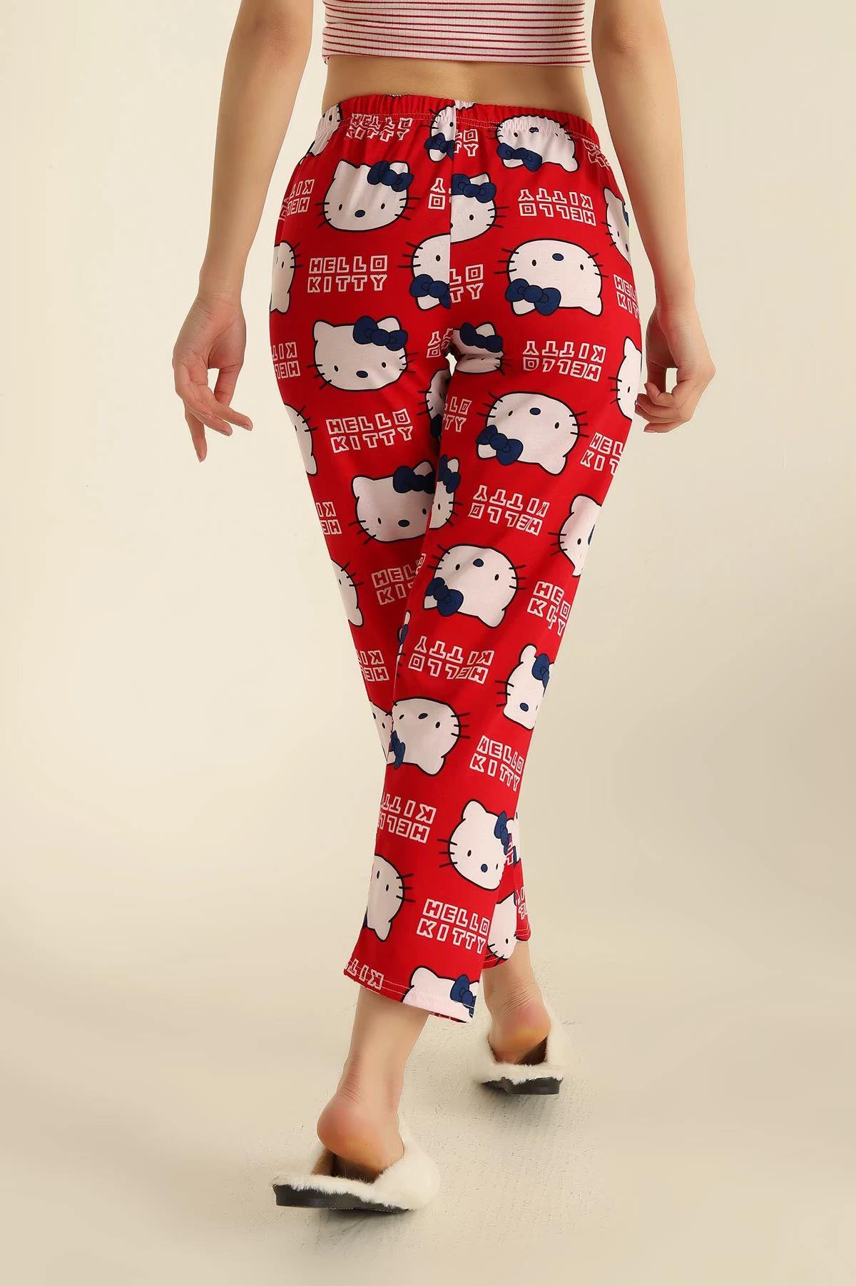 Hello Kitty Baskılı Pijama Kırmızı