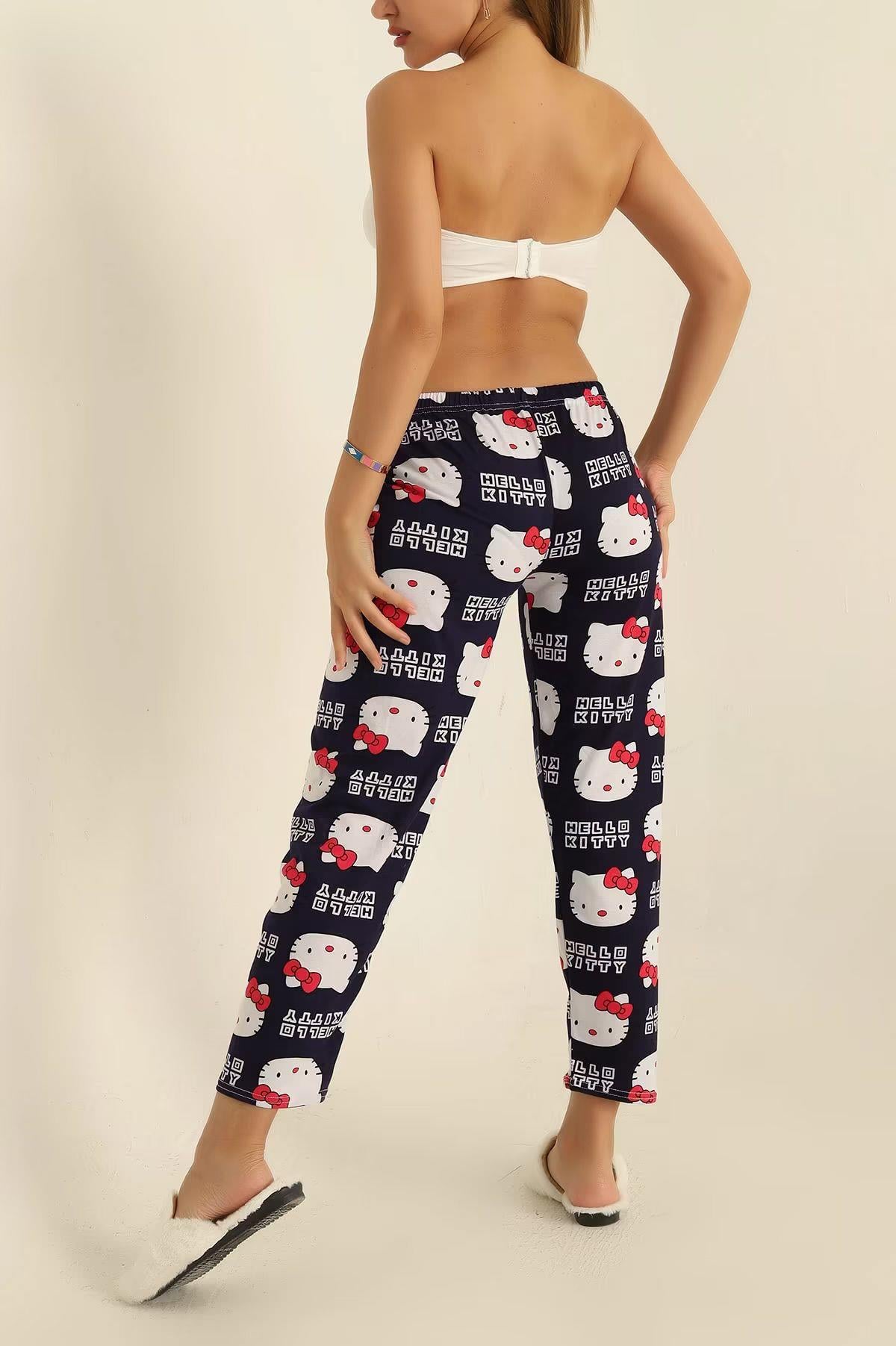 Hello Kitty Baskılı Pijama Lacivert