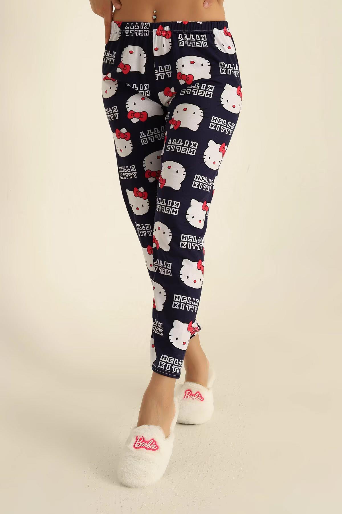 Hello Kitty Baskılı Pijama Lacivert