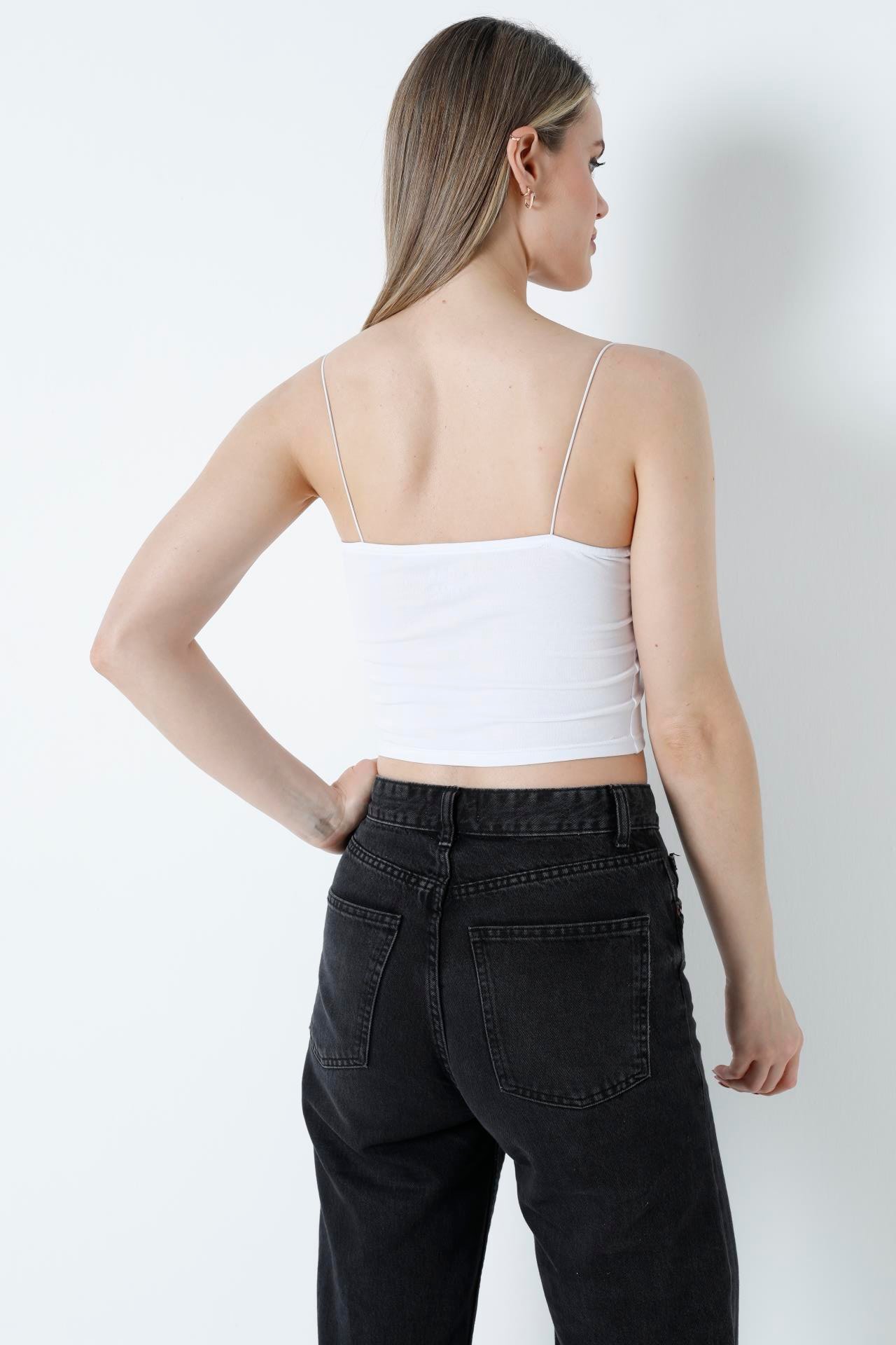 Kısa Crop Atlet Beyaz