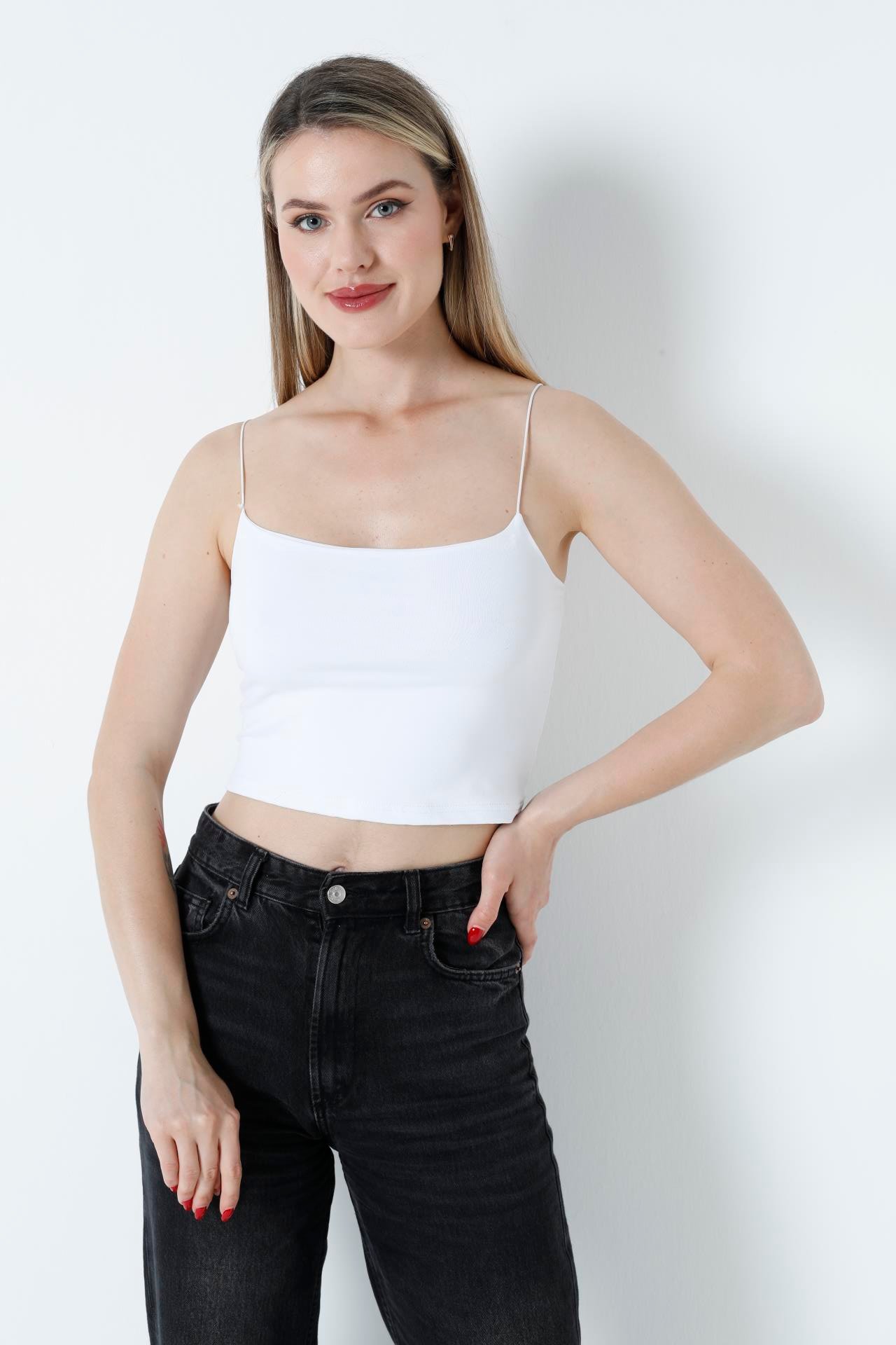 Kısa Crop Atlet Beyaz