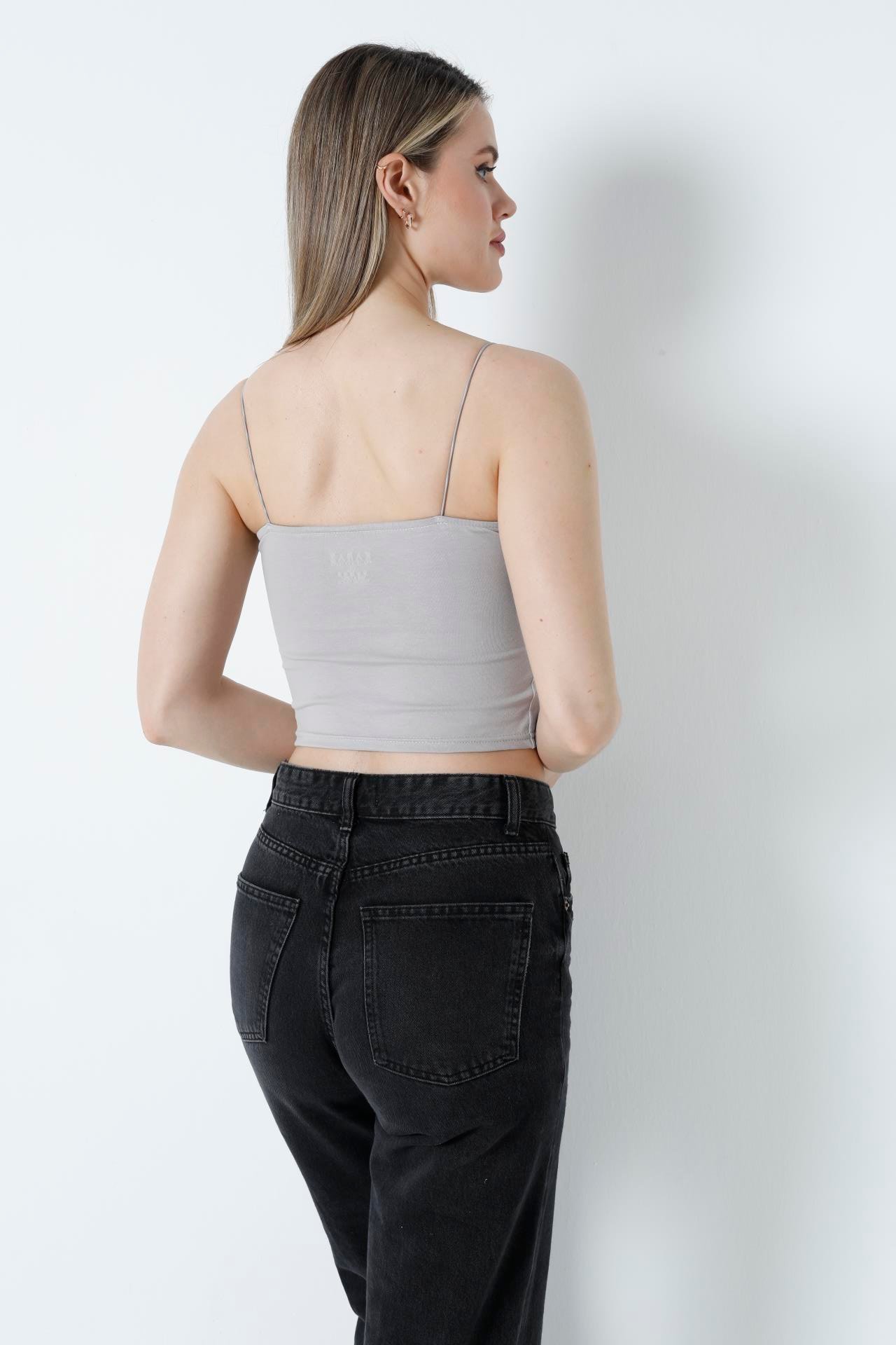 Kısa Crop Atlet Gri