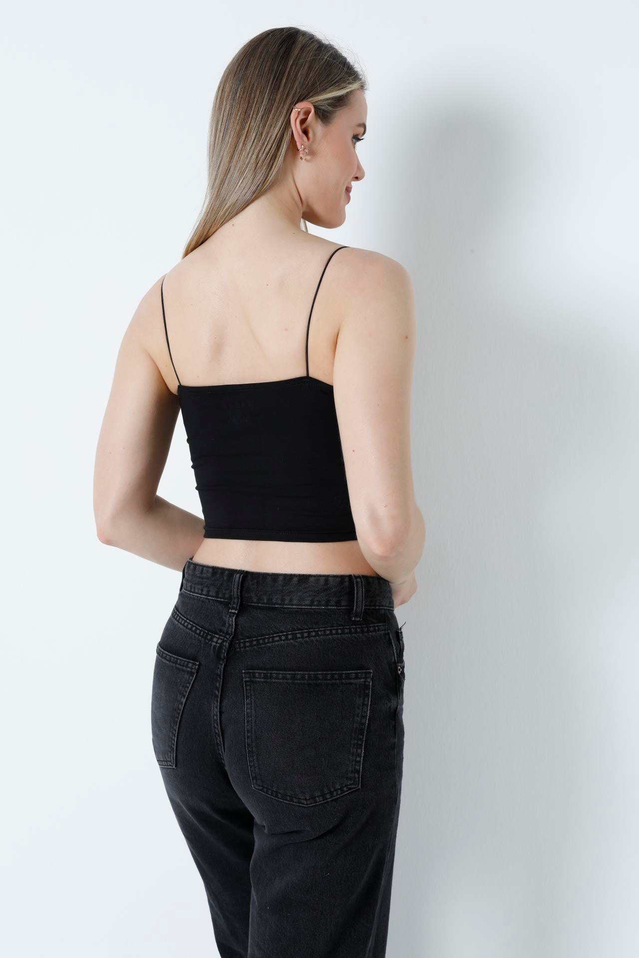 Kısa Crop Atlet Siyah