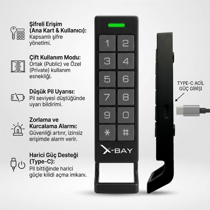 X-Bay Elektronik Kabin Kilidi ( Siyah )