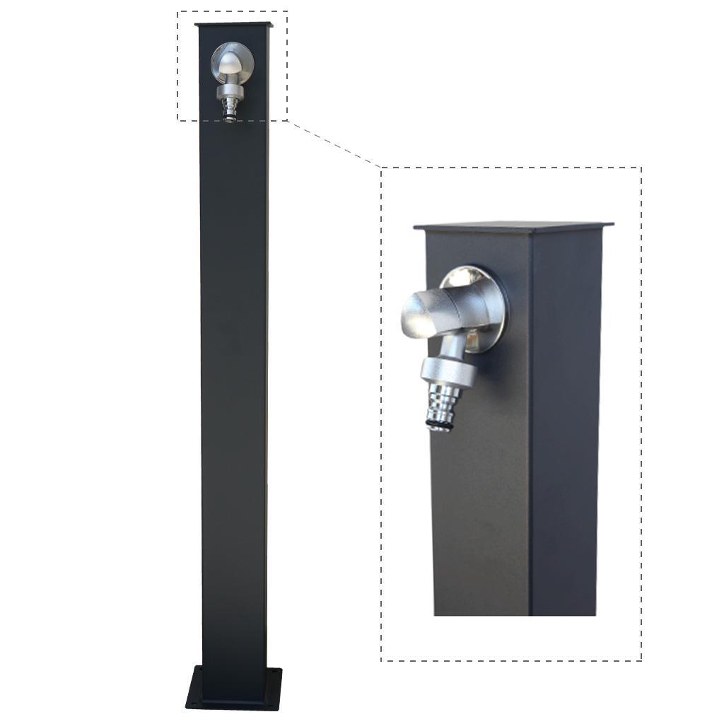 Kare Bahçe Çeşmesi Antrasit 8*15*86cm 