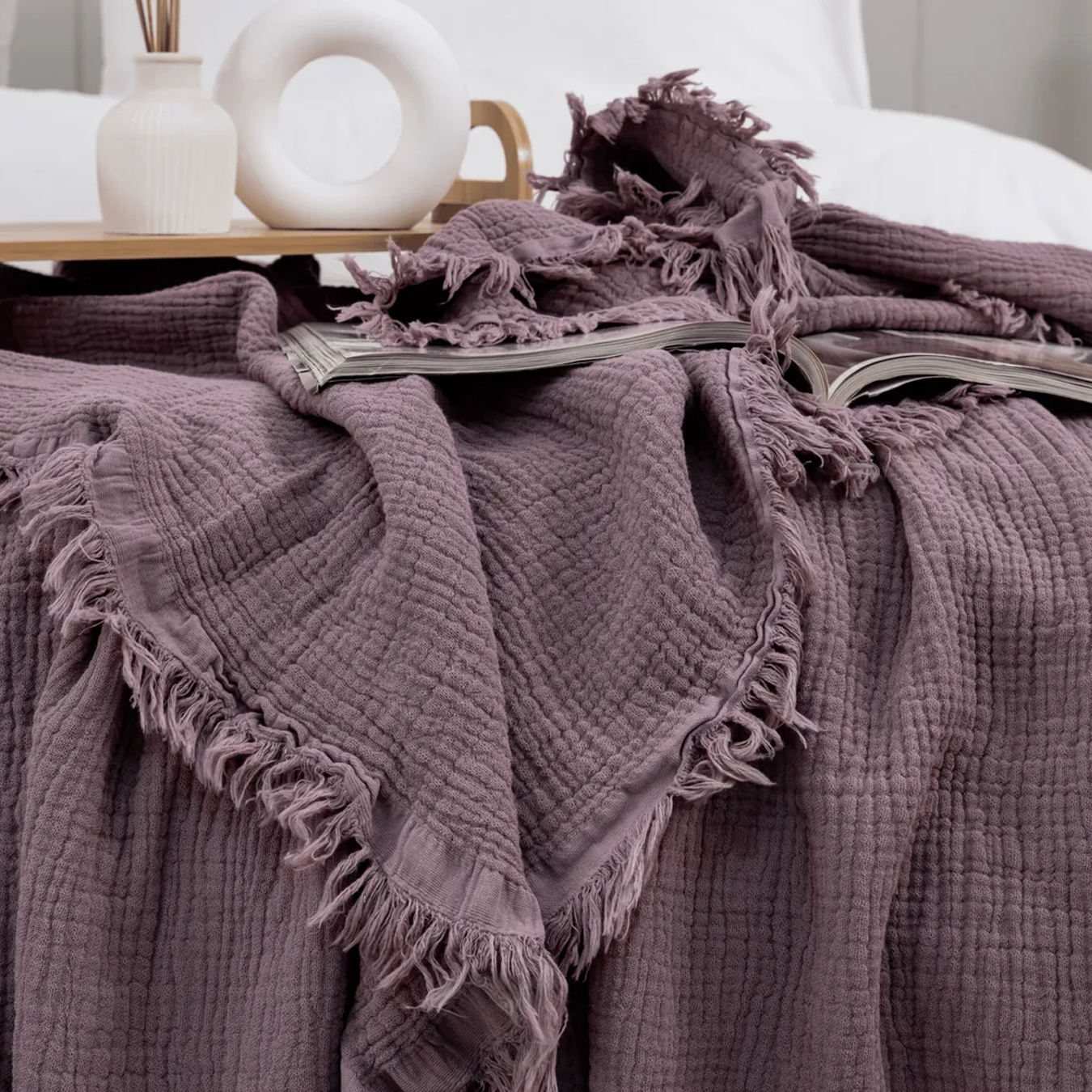 Müslin Yatak Örtüsü Lavender