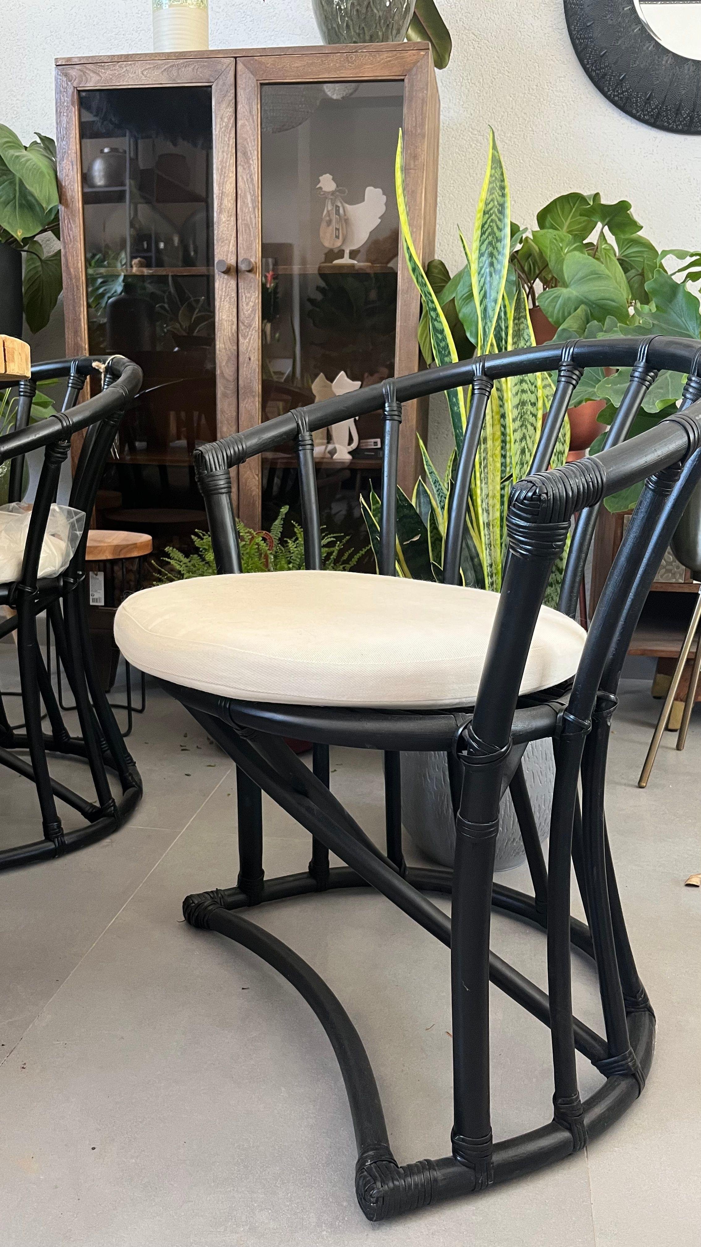 Siyah Cush Rattan Sandalye