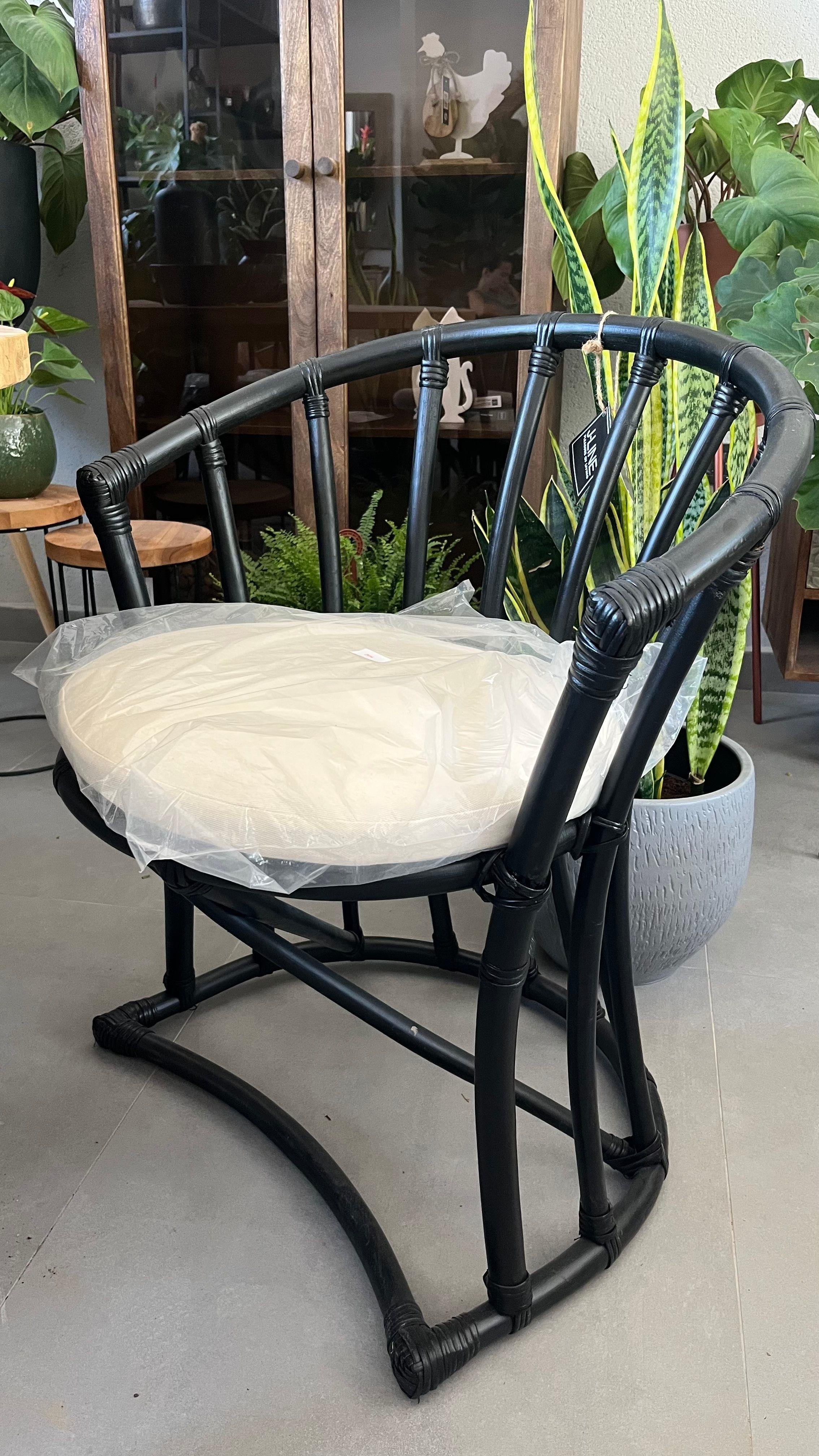 Siyah Cush Rattan Sandalye