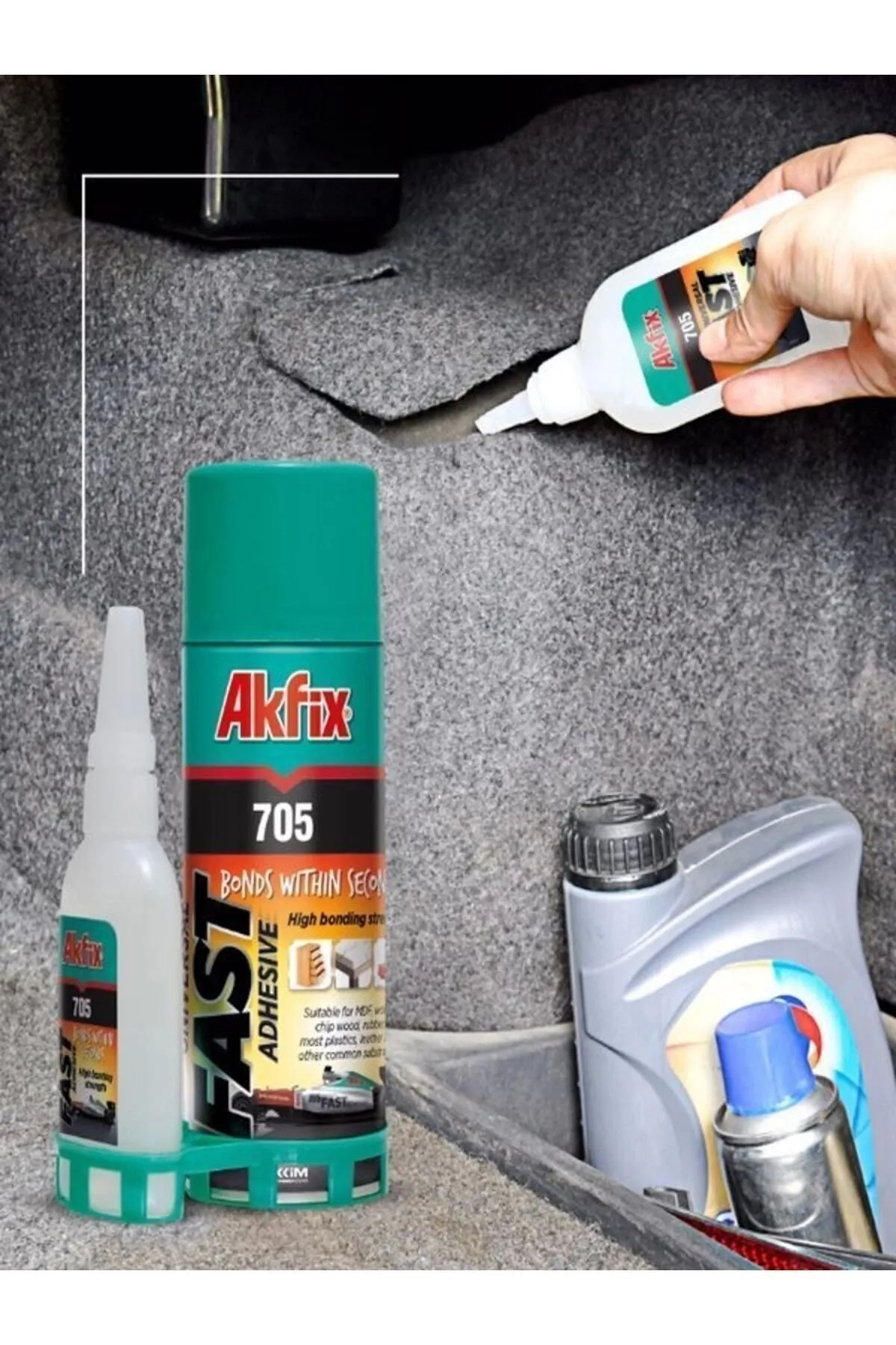 Akfix 705 Hızlı Yapıştırıcı Seti – 200 ml Sprey + 50 gr Aktivator | Çok Amaçlı, Universal Süper Güçlü Yapıştırıcı-Tutkal
