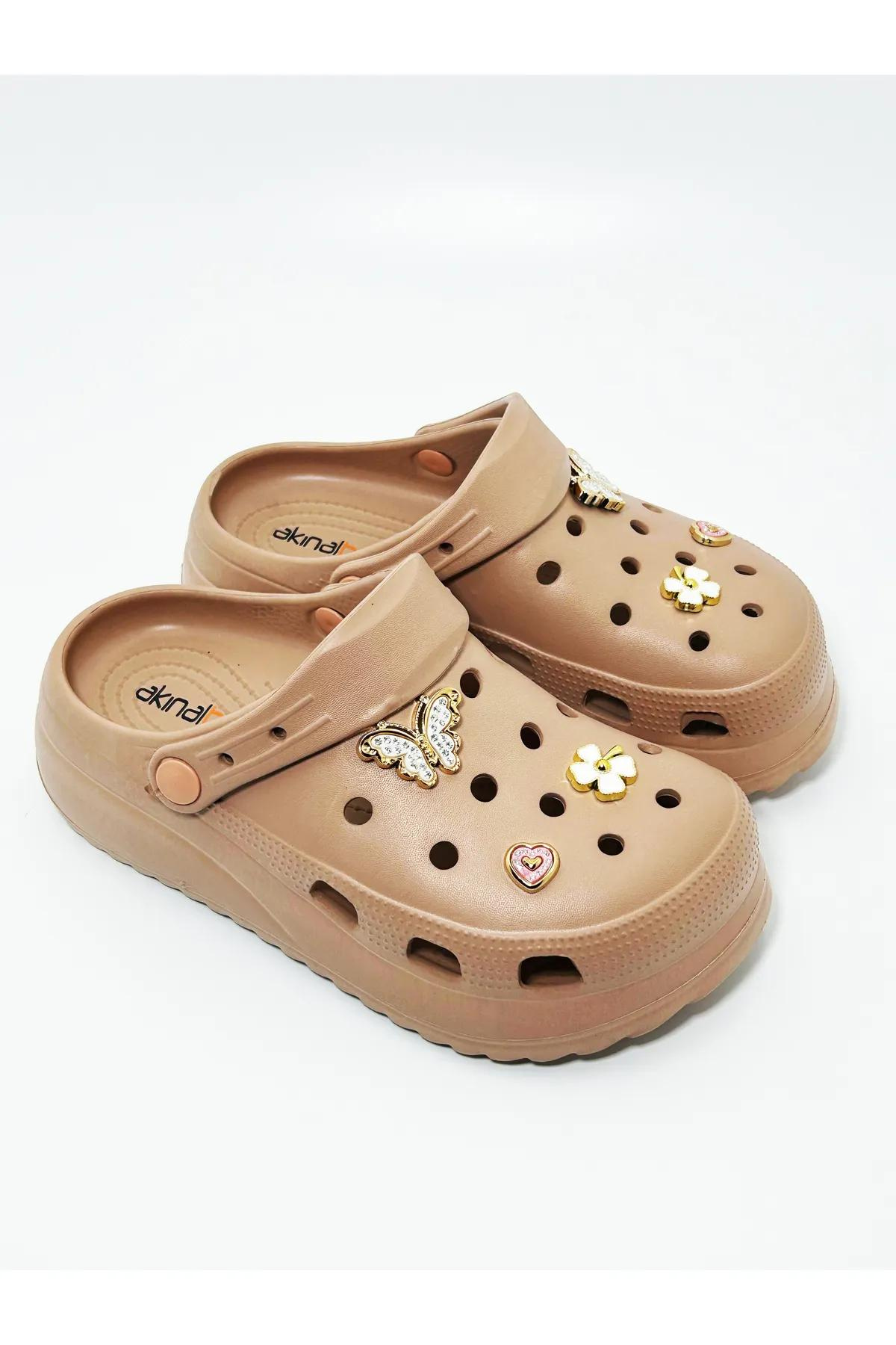 Akınalbella Kadın Taşlı Crocs Tipi Gündelik Terlik 