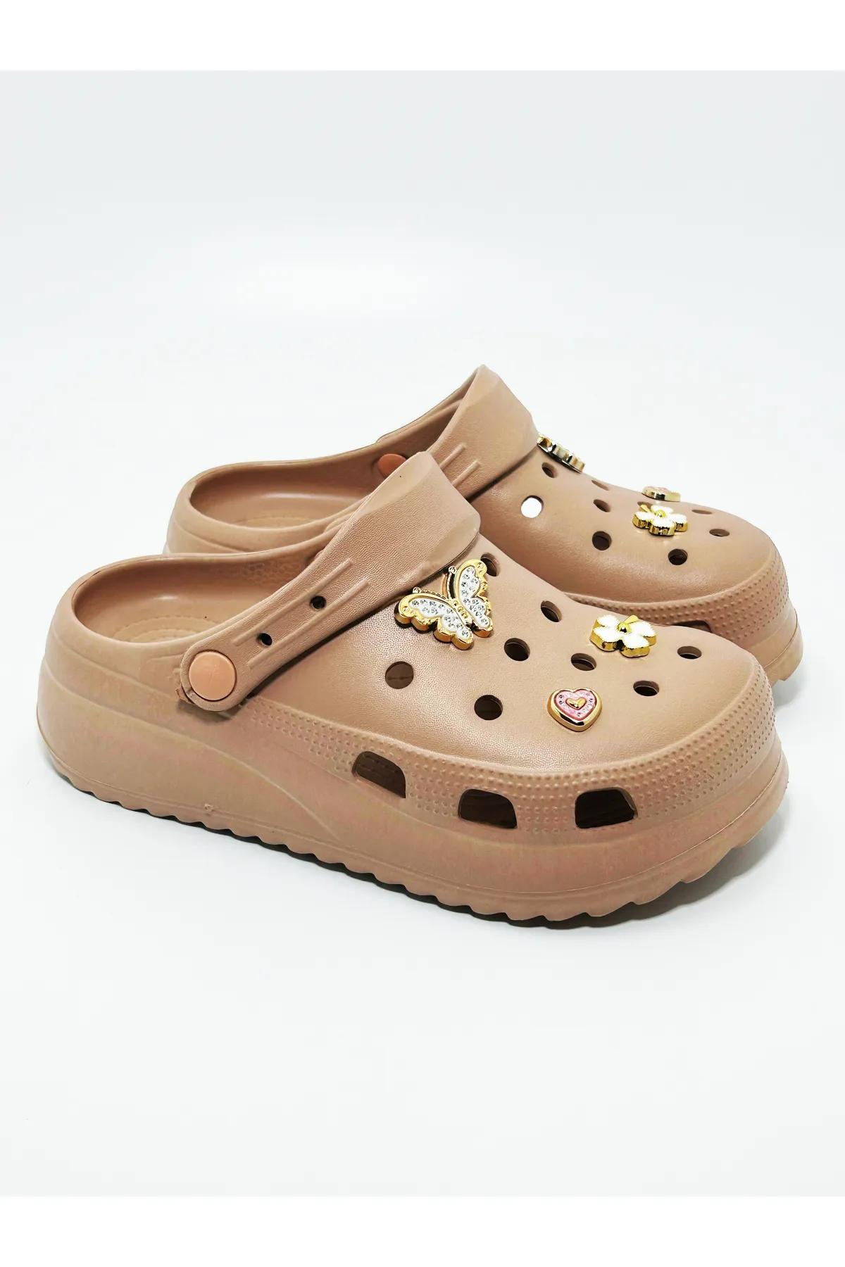Akınalbella Kadın Taşlı Crocs Tipi Gündelik Terlik 
