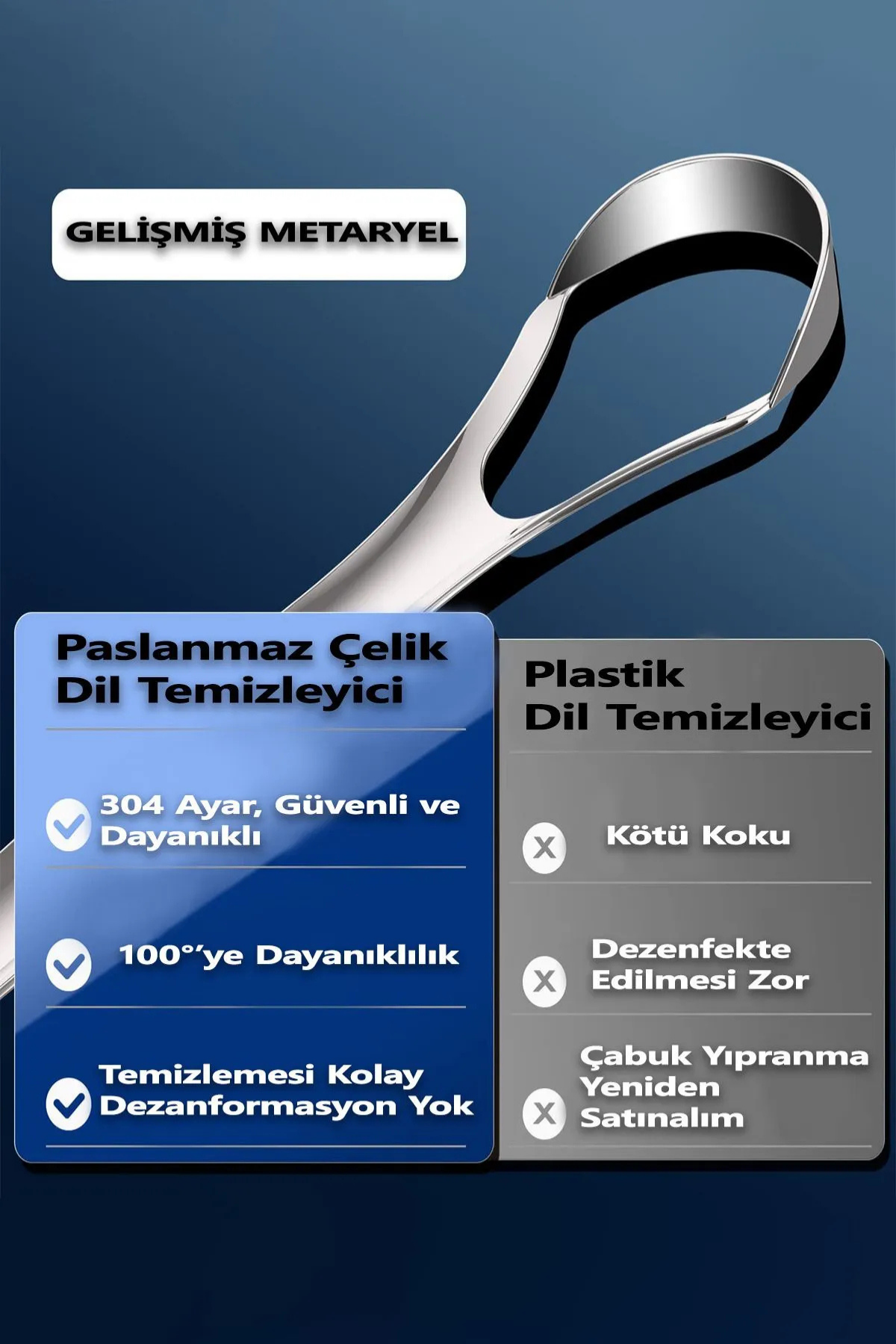 Dil Temizleyici Paslanmaz Çelik Ağız Bakım Fırçası Dil Plak Temizleme Dil Sıyırıcı Aparat