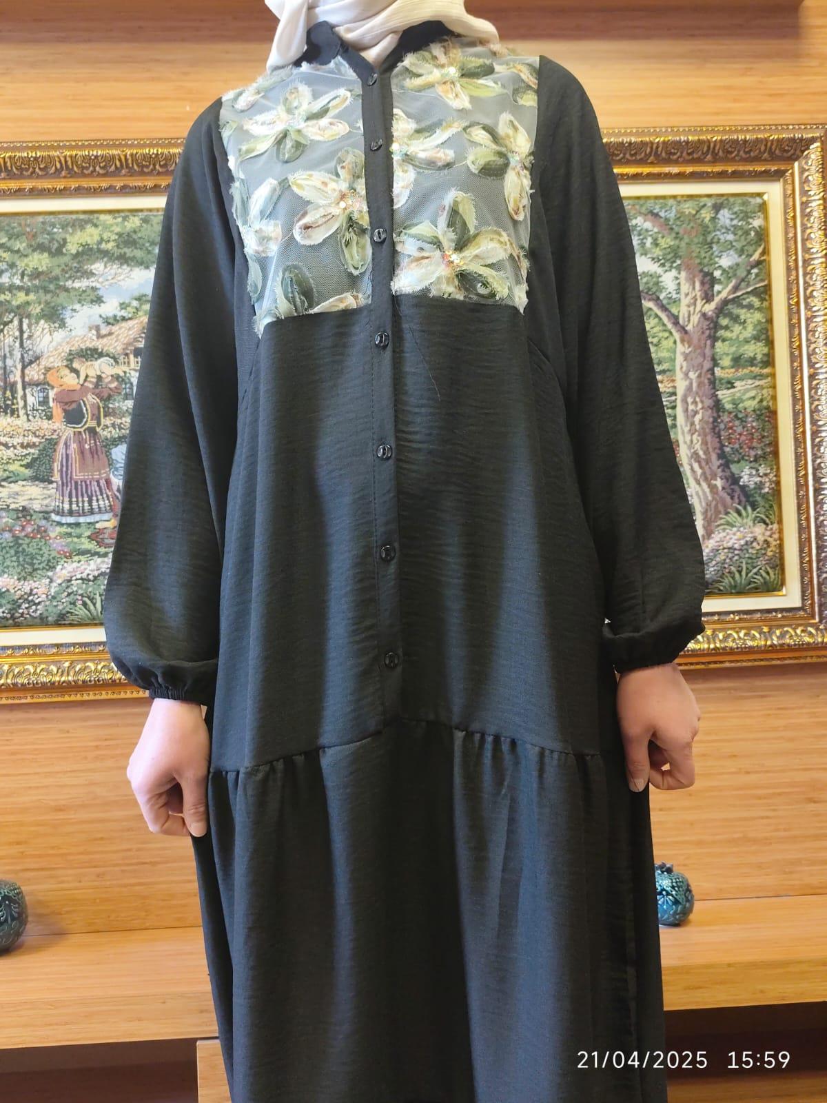 Doğal Doku Oversize Çiçek Desenli Elbise – Yazlık Rahat Kalıp, Şık ve Ferah Tasarım
