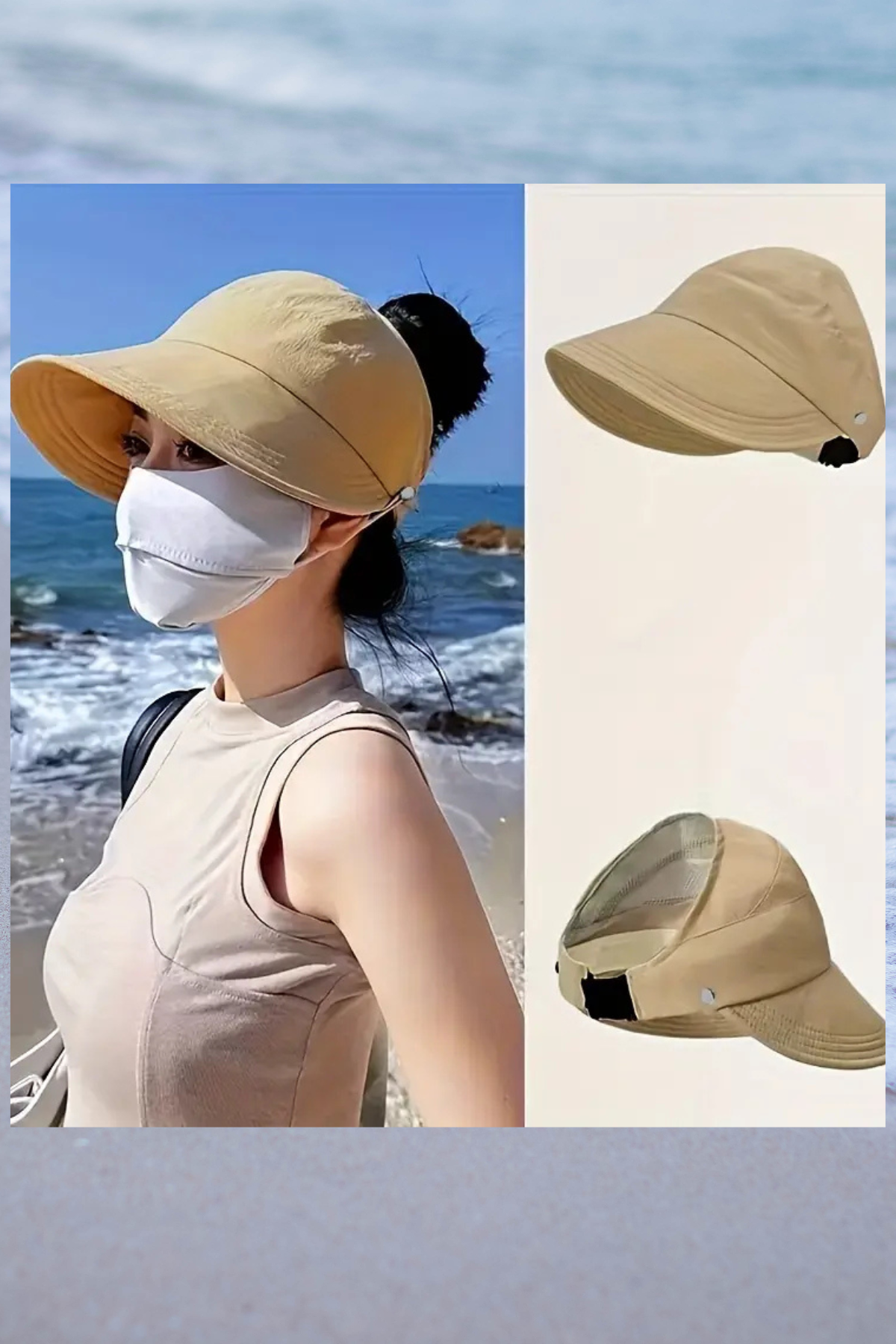 Kadınlar için Ayarlanabilir At Kuyruğu Güneş Şapkası – Katlanabilir, Nefes Alabilen, Makinede Yıkanabilir Geniş Kenarlı Spor ve Plaj Şapkası