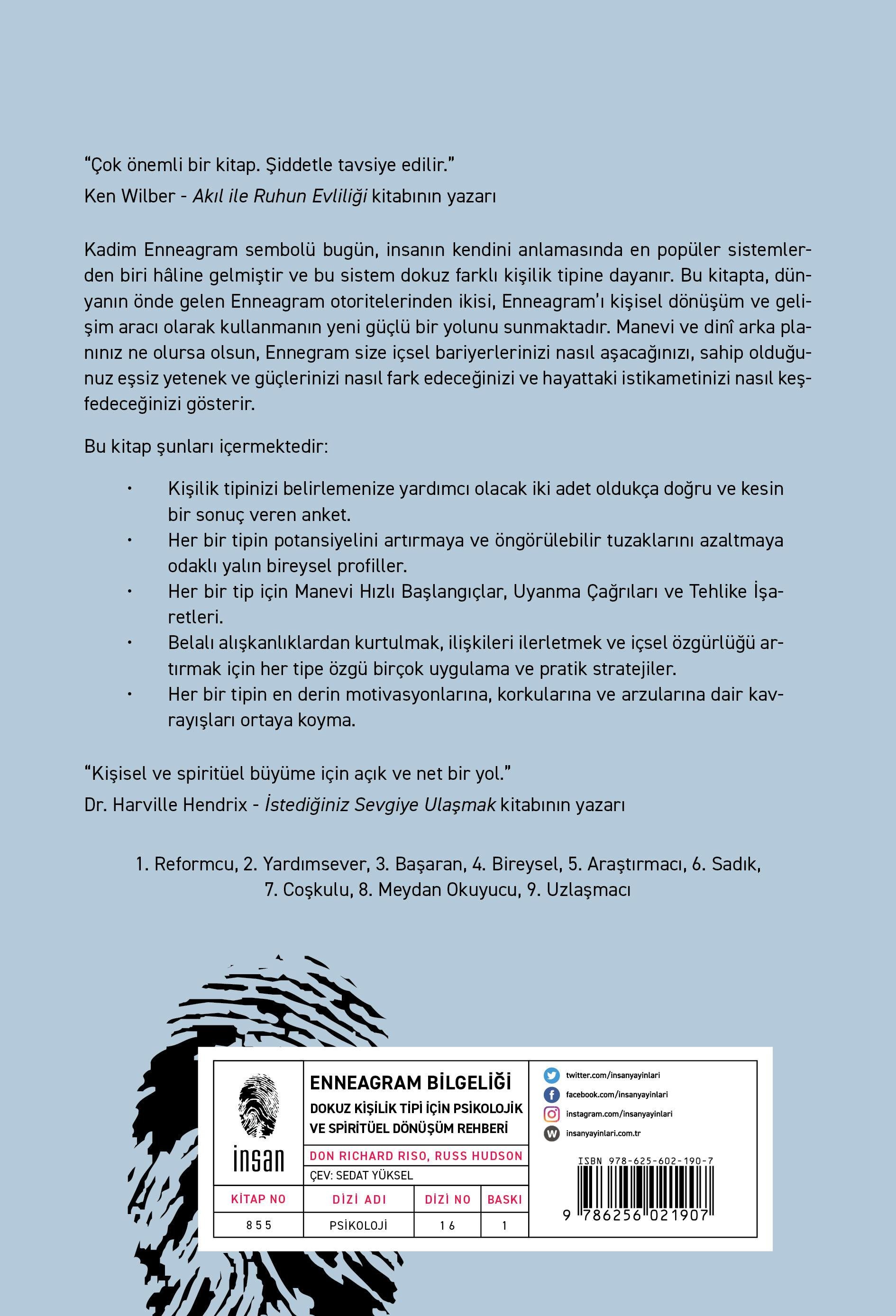 Enneagram Bilgeliği - Dokuz Kişilik Tipi İçin Psikolojik ve Spiritüel Dönüşüm Rehberi