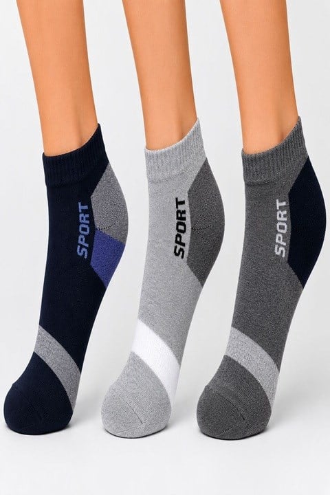 3 Adet Dikişsiz Erkek Patik - Karışık Renk