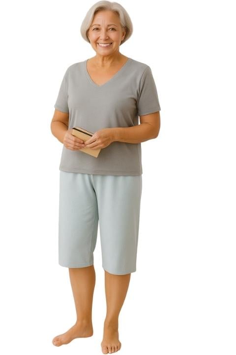 Battal Beden Kadın Dizaltı Tayt - Açık Mavi