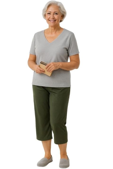 Battal Beden Kadın Dizaltı Tayt - Haki