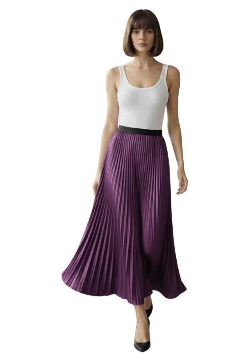 DERİ PİLELİ ETEK-MOR