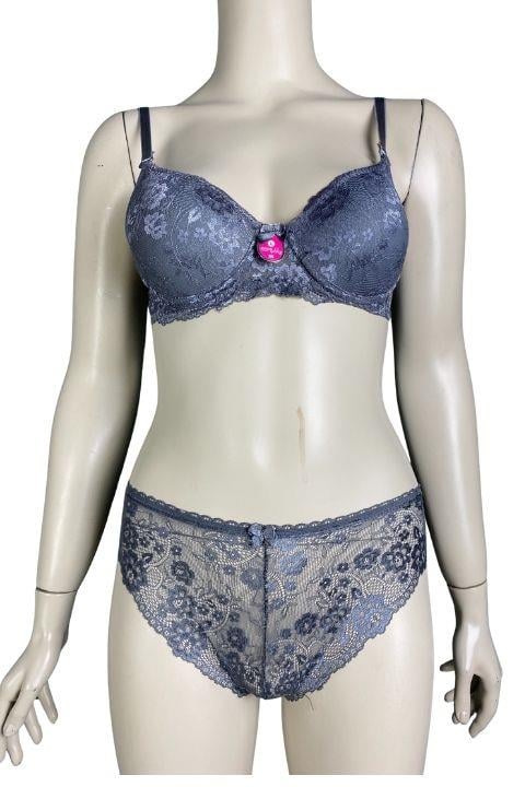 ECEM YILDIZ 3500 DANTELLİ  DOLGULU 2 Lİ SÜTYEN TAKIM  ANTRASİT