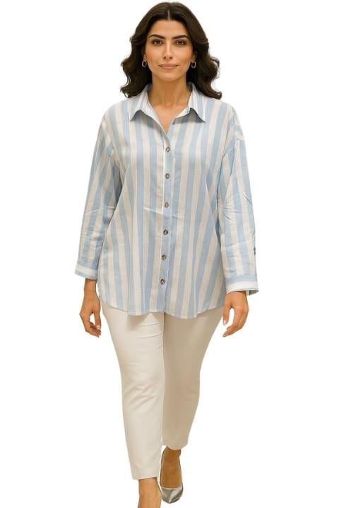 ELİF ÇİZGİLİ KADIN GÖMLEK  1009 KOD:9540273-34