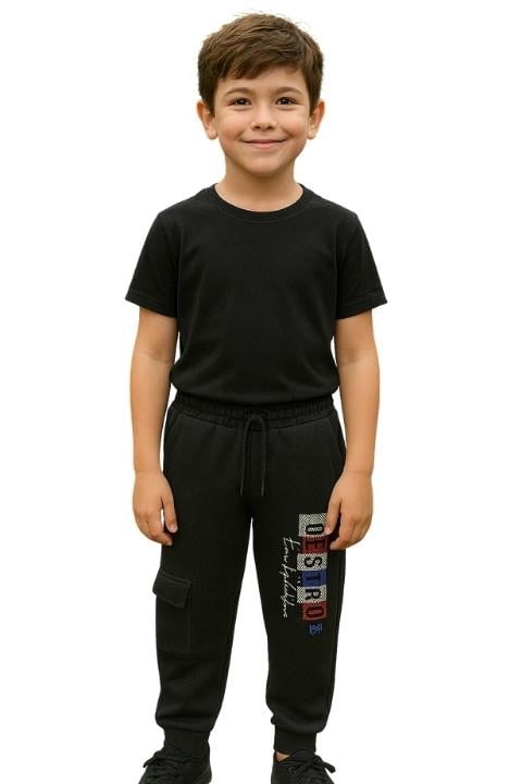 Erkek Çocuk Baskılı Ribanalı Eşofman Altı