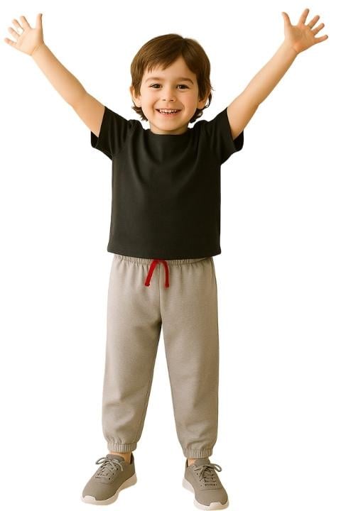 Erkek Çocuk  Eşofman Lastikli-Taş Gri