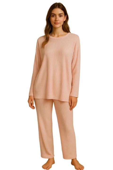 Kadın Fitilli Pijama Takım - Yavru Ağzı