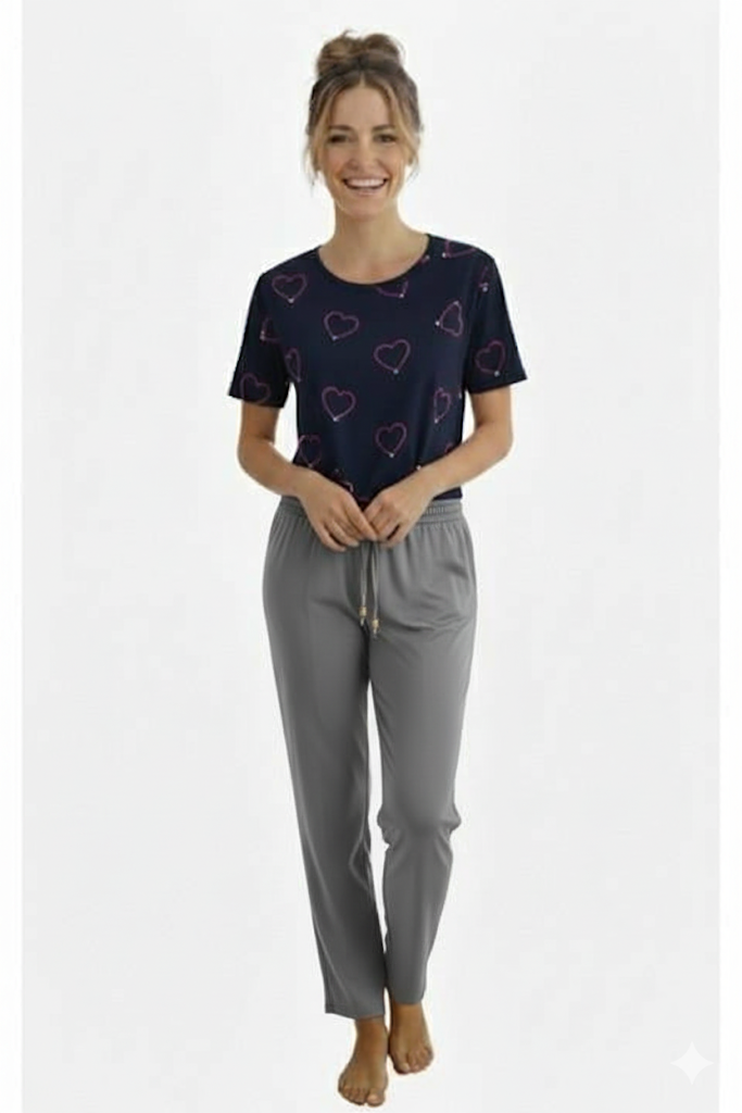 KADIN KUMAŞ DAR PAÇA PANTOLON-GRİ