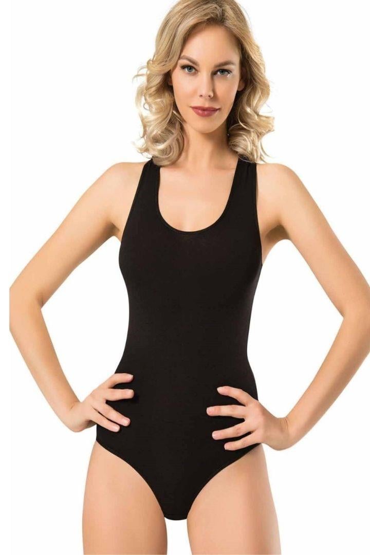 Kadın Rambo Çıtçıtlı Body Zıbın - Siyah