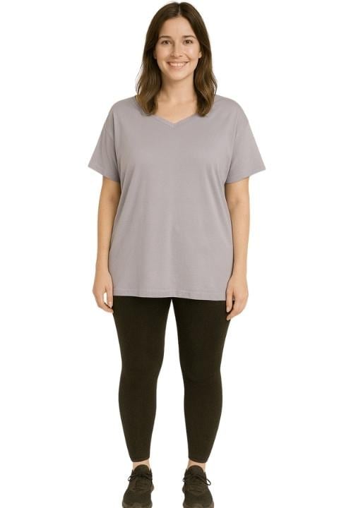 KADIN V YAKA T-SHİRT