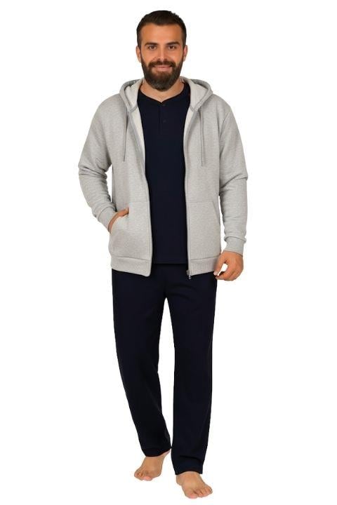 KAPŞONLU FERMUARLI HIRKA-GRİ