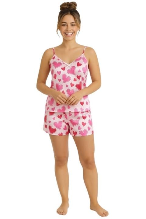 NightLight 7048 Bayan Saten Fantezi Şortlu Takım