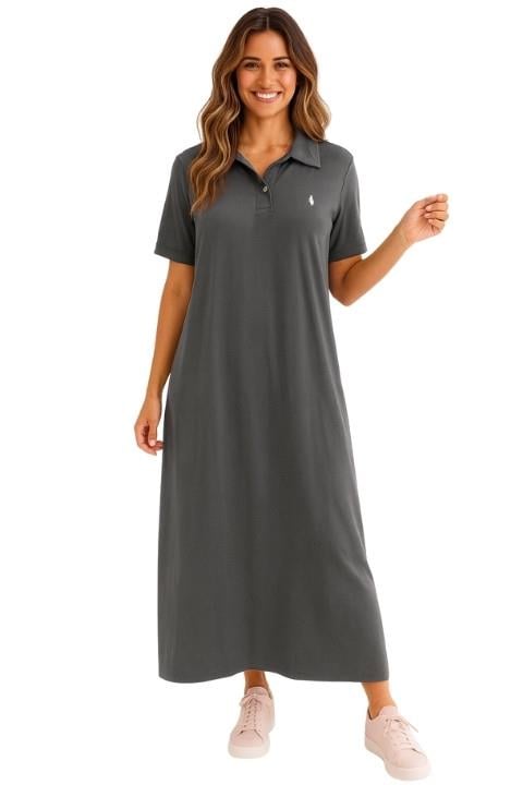 POLO YAKA KISA KOL PENYE ELBİSE-ANTRASİT