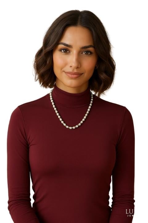 Taşlı Kolye - Beyaz